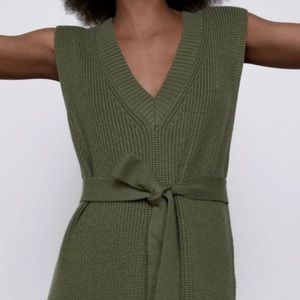 Zara Belted Green Dress NWT